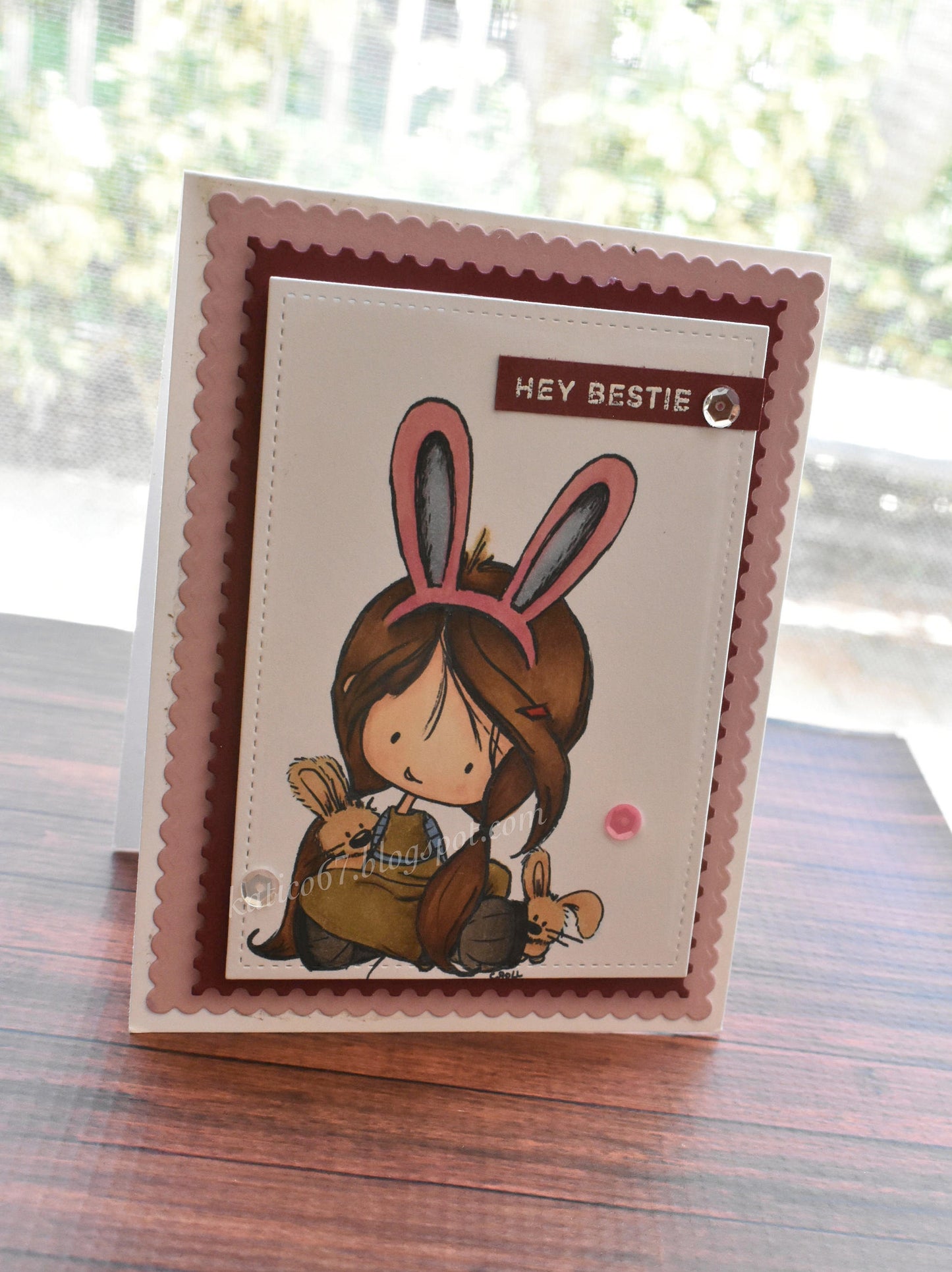 Hey Bestie Bunny Girl Card