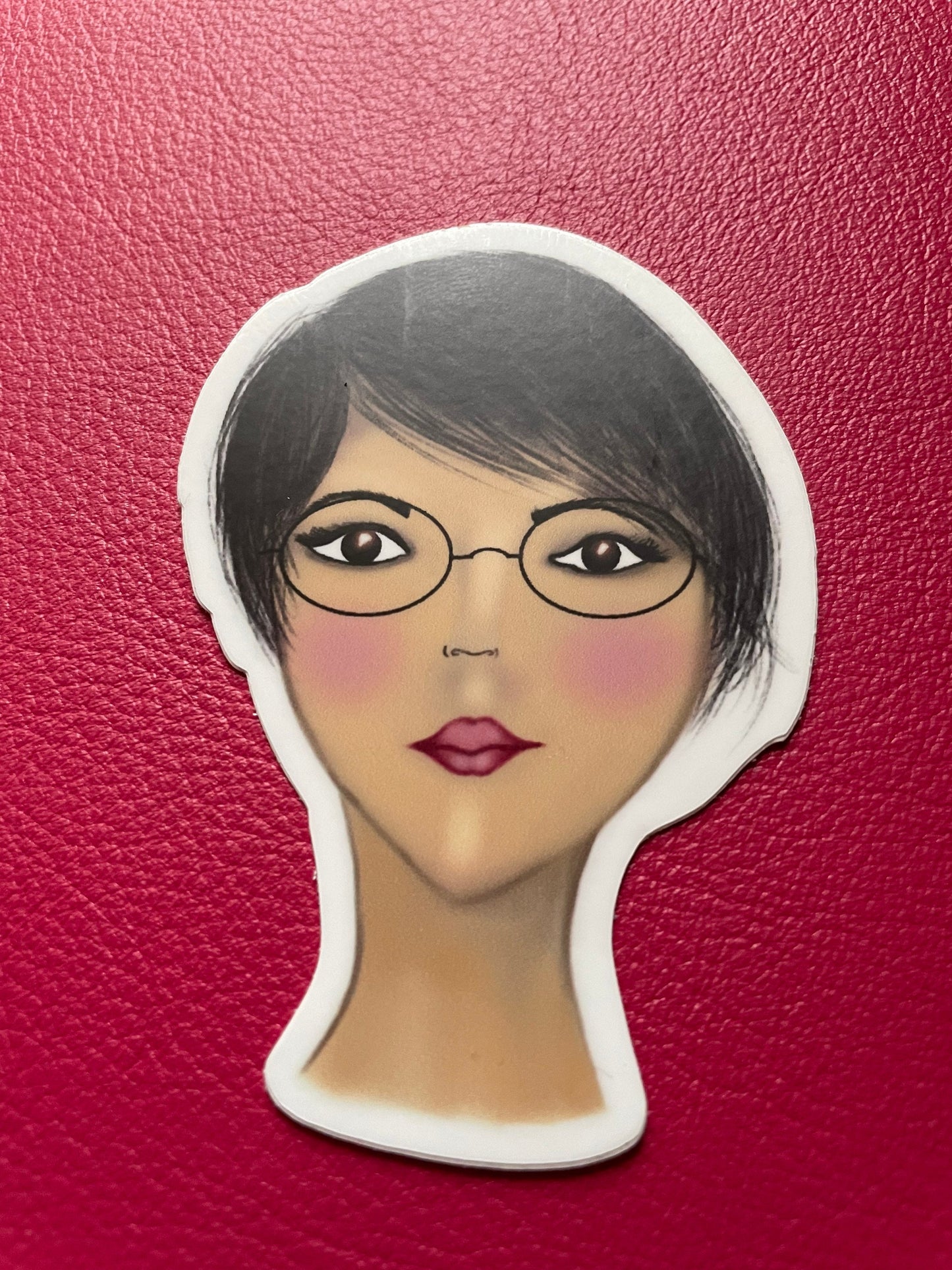 Short haired girl with glasses Vinyl Sticker