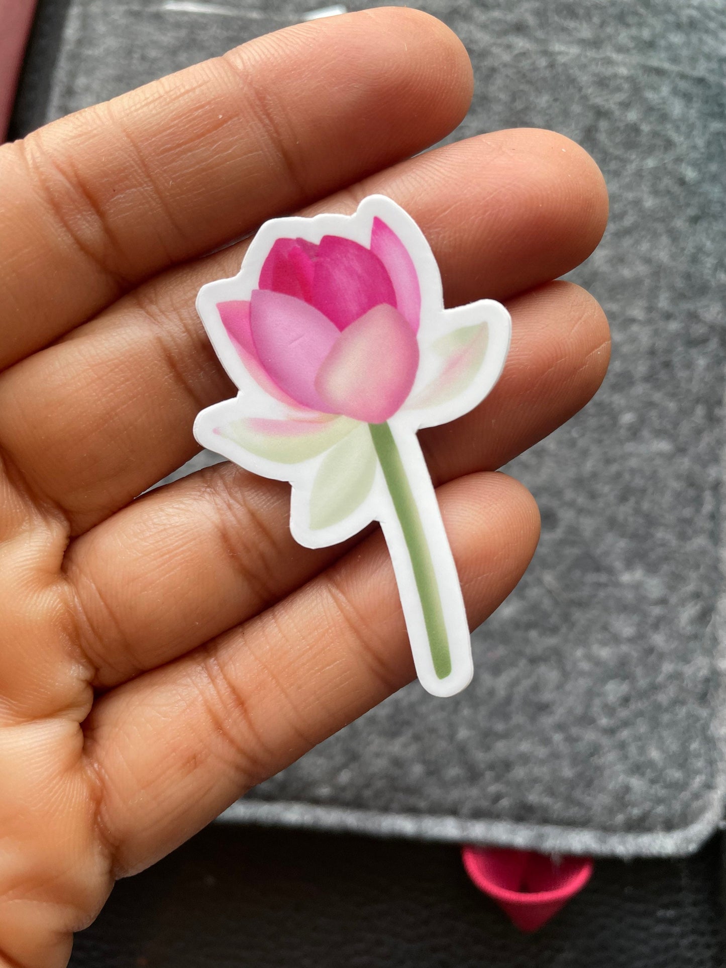 Cut Lotus Flower Stem Vinyl Sticker