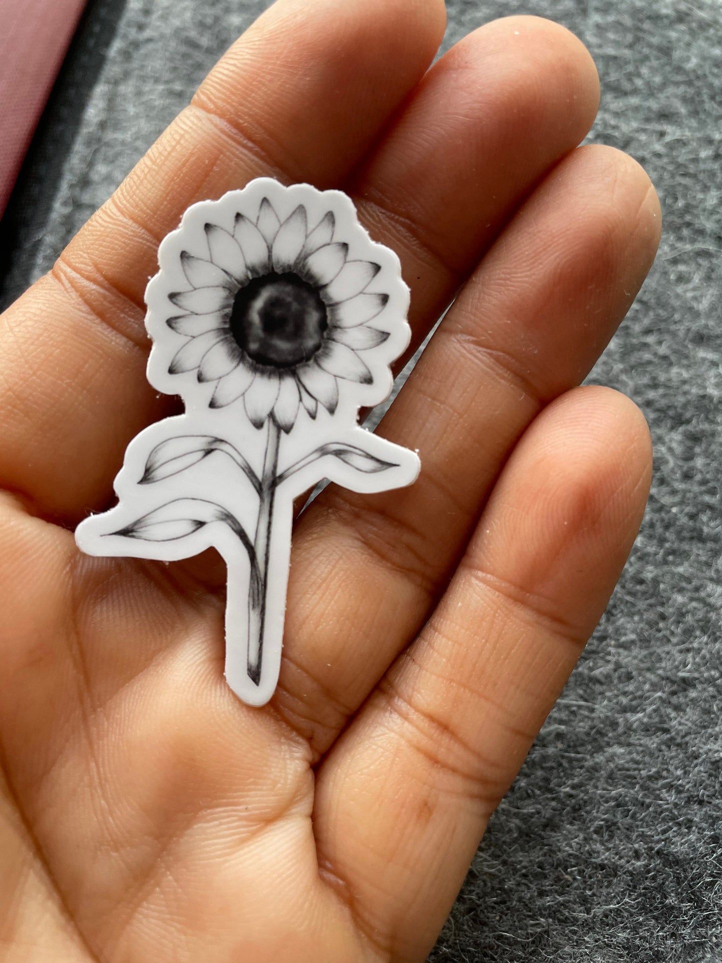 Sunflower stem line drawing vinyl sticker