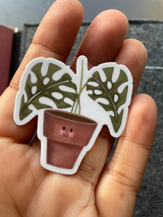 Smiling Potted Plant Vinyl Sticker