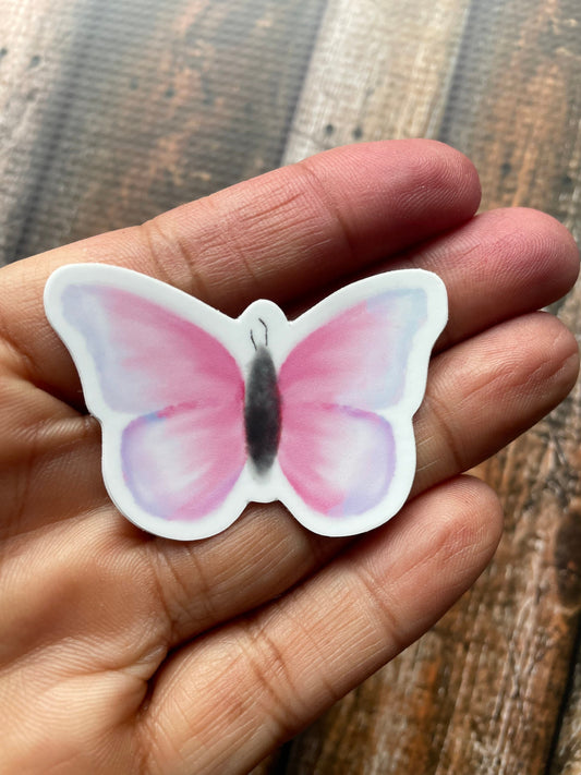 Pink Butterfly Vinyl Sticker