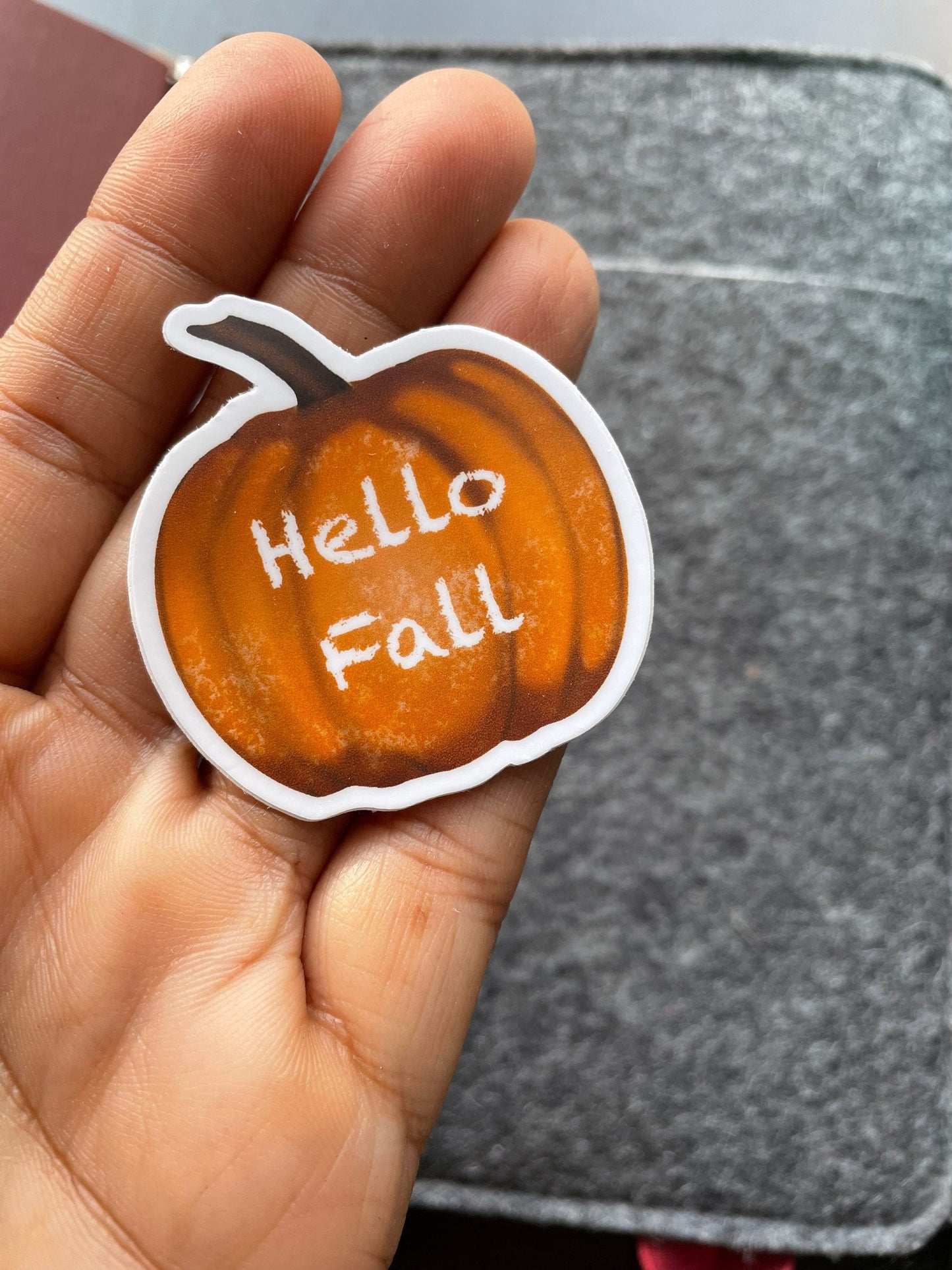 Hello Fall Pumpkin Vinyl Sticker