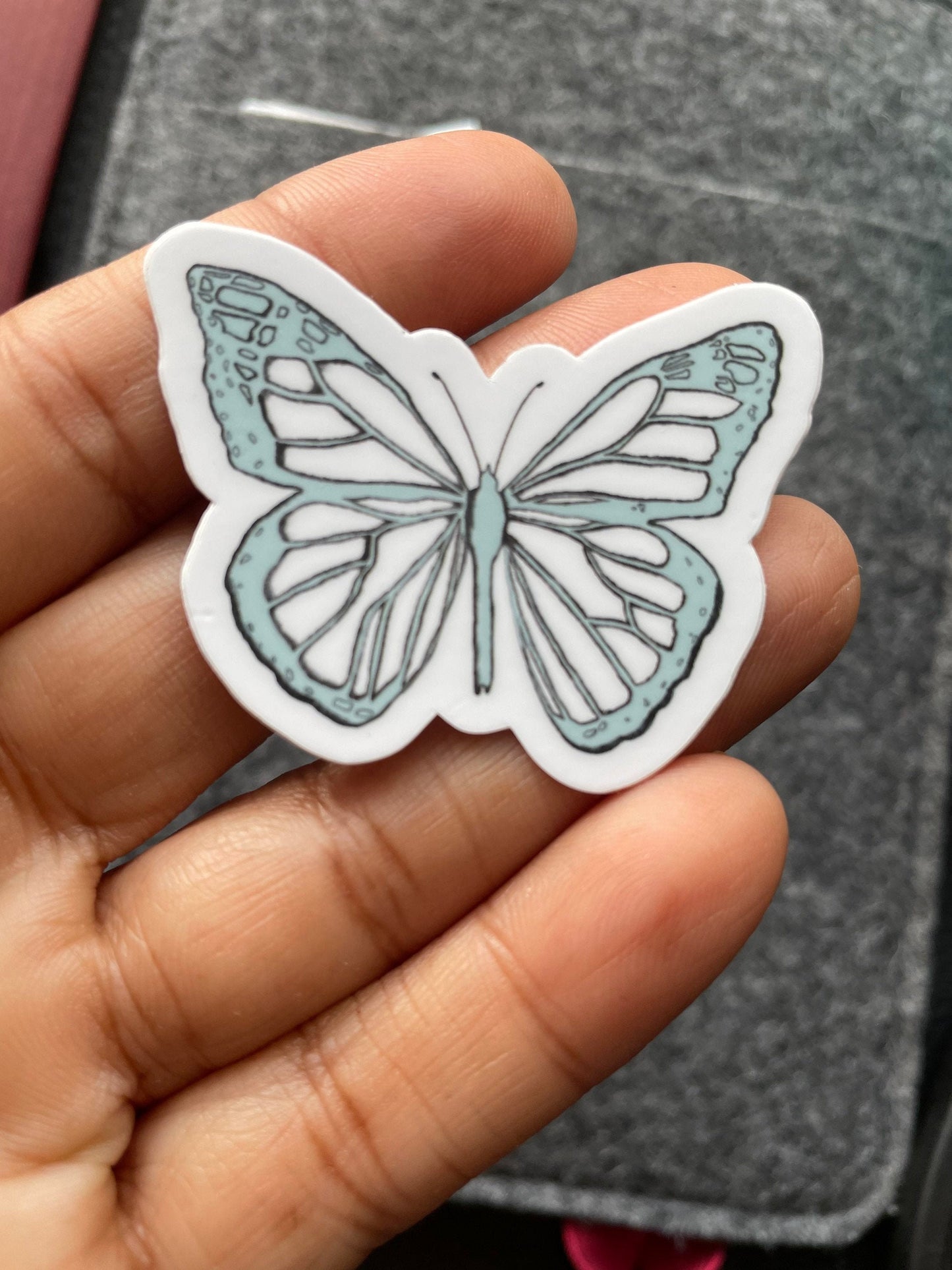 Blue Butterly Lined Vinyl Sticker