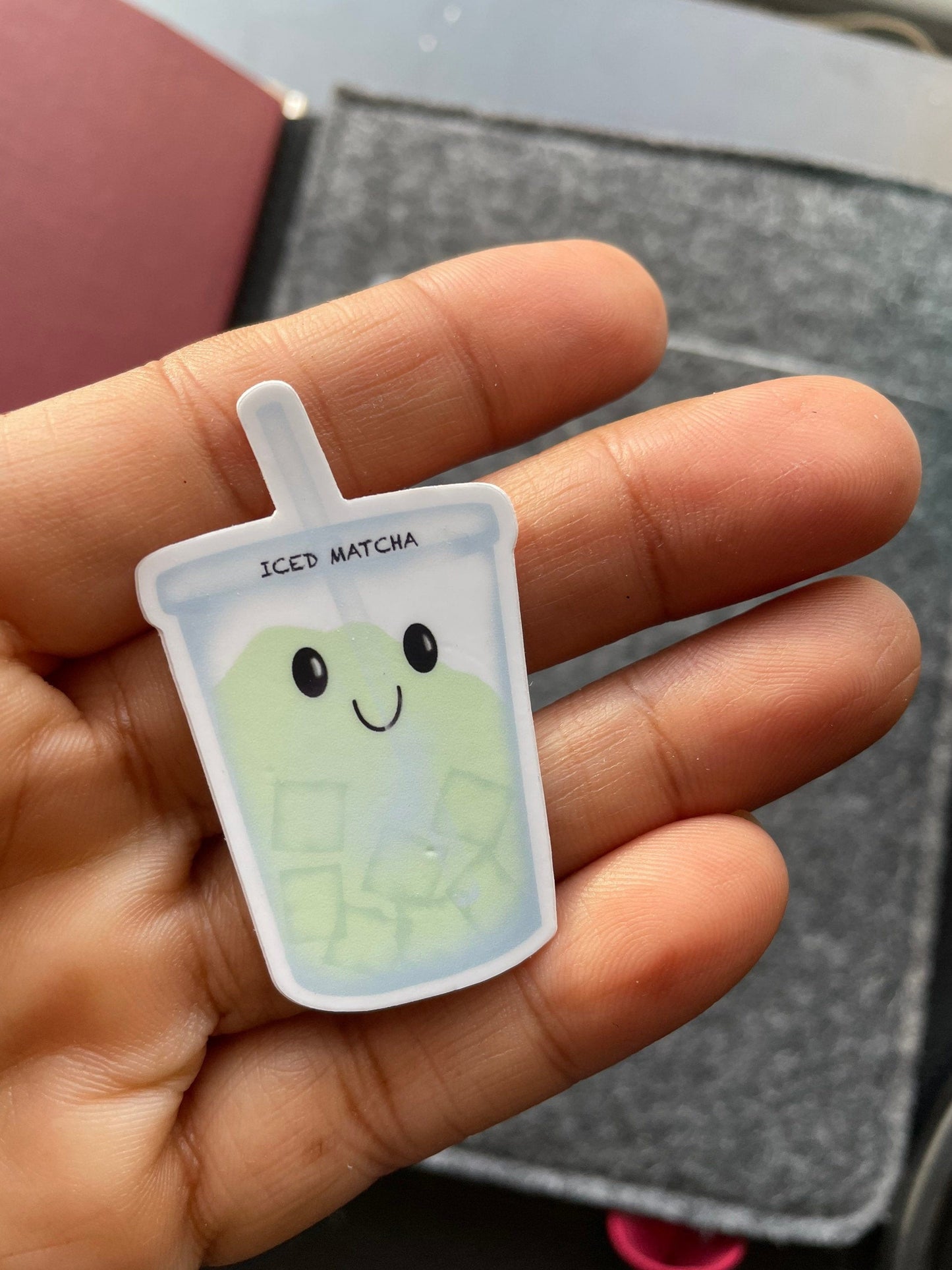 Iced Matcha Smiley Vinyl Sticker