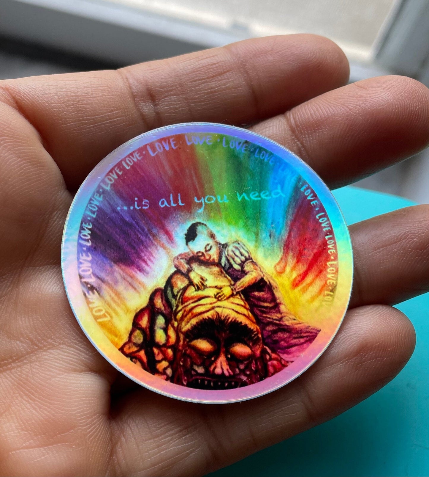 Love….is all you need holographic vinyl sticker