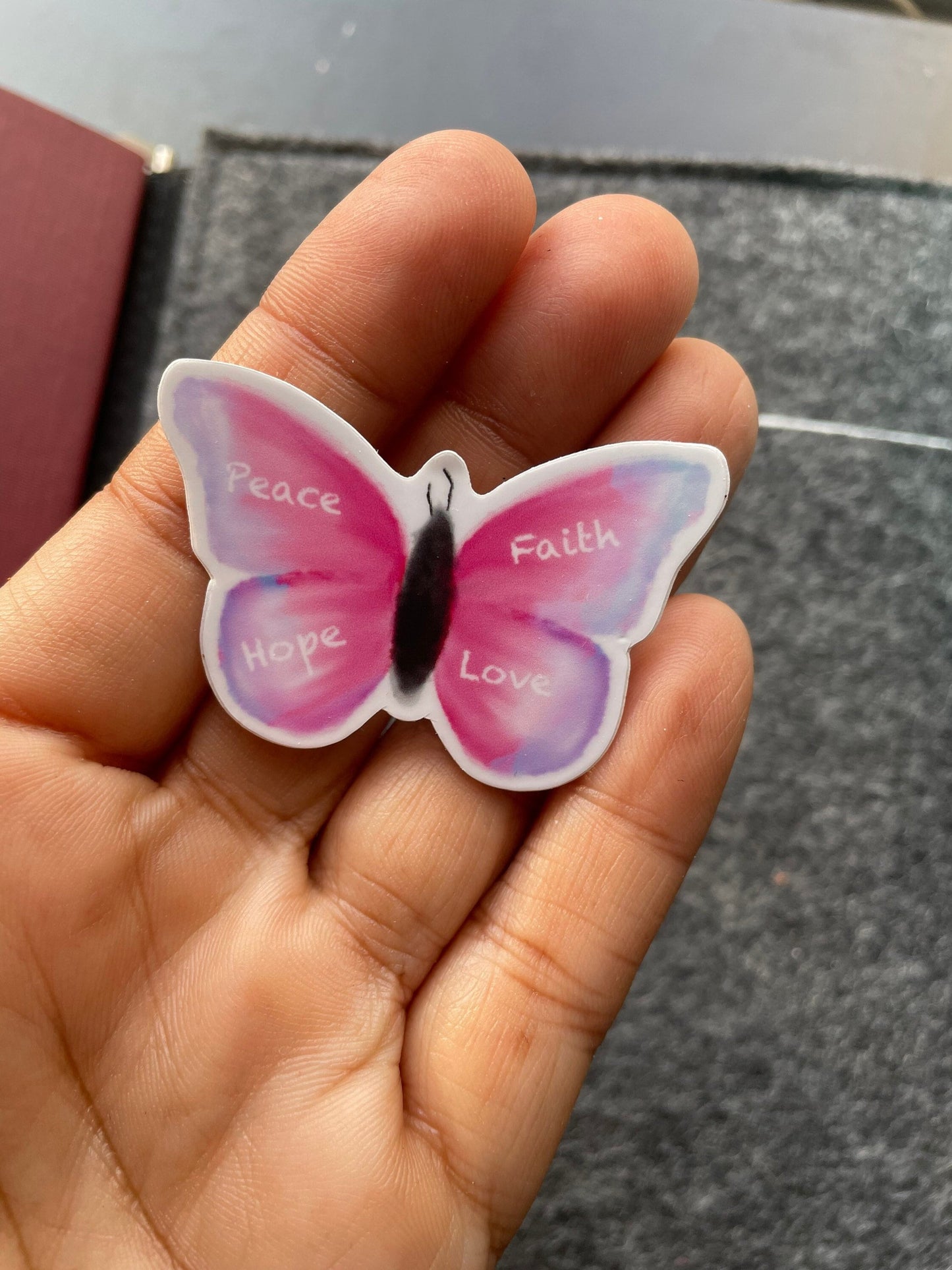 Hope Pink Butterfly Vinyl Sticker