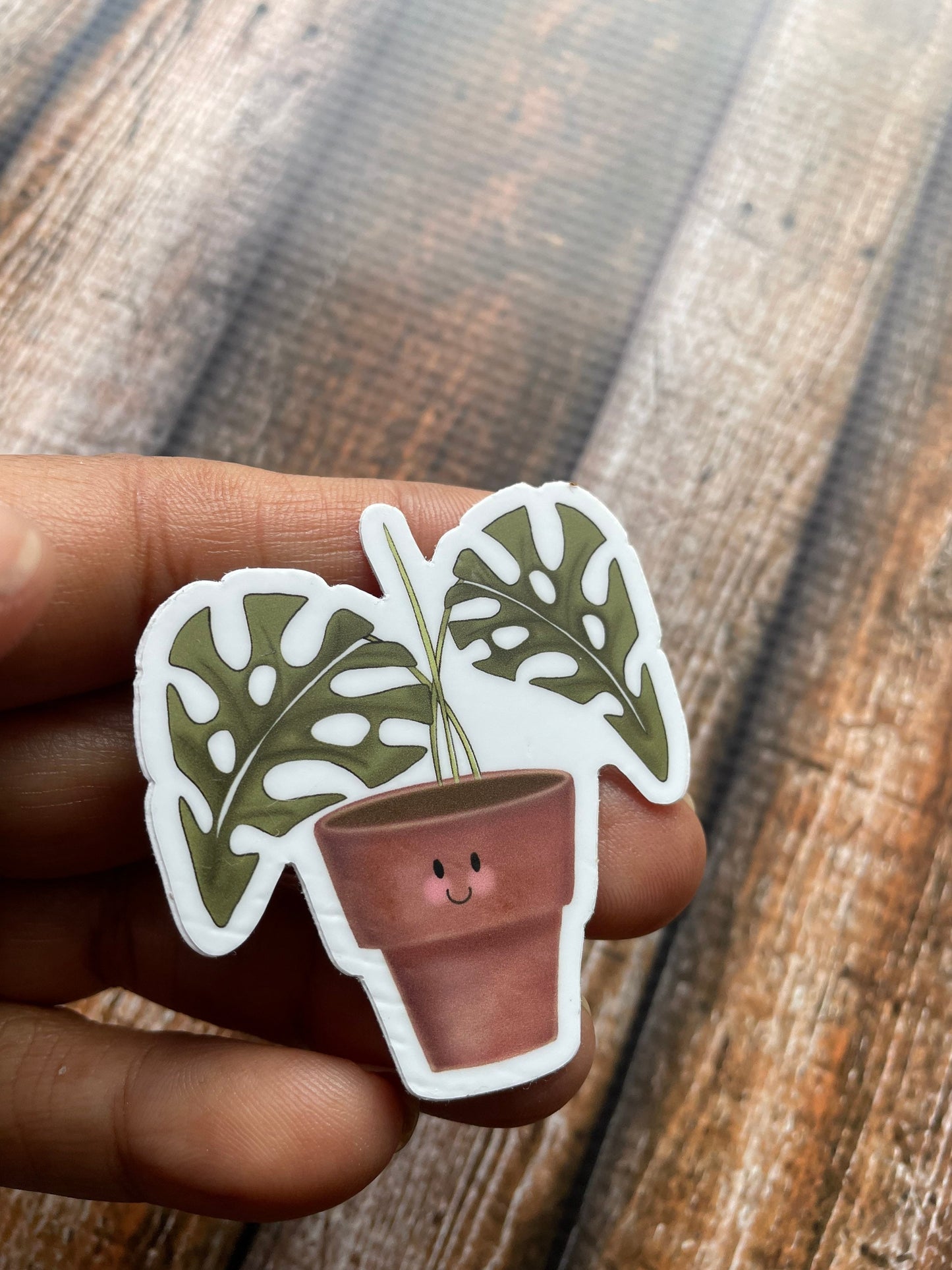 Smiling Potted Plant Vinyl Sticker