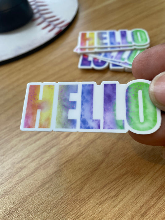 Hello Watercolor Vinyl Sticker