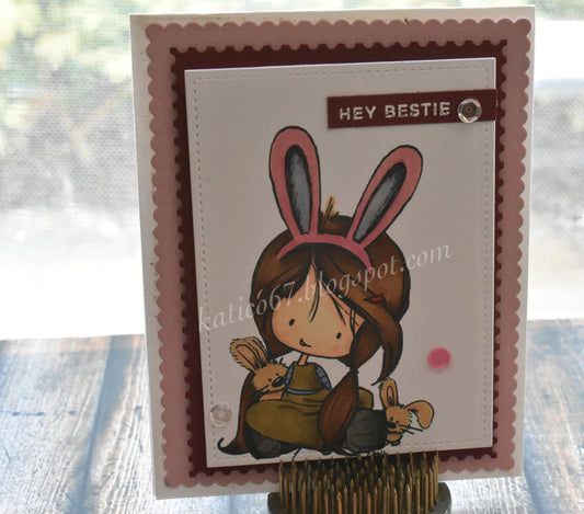 Hey Bestie Bunny Girl Card
