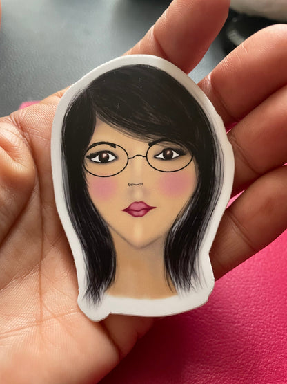 Long haired girl with glasses Vinyl Sticker