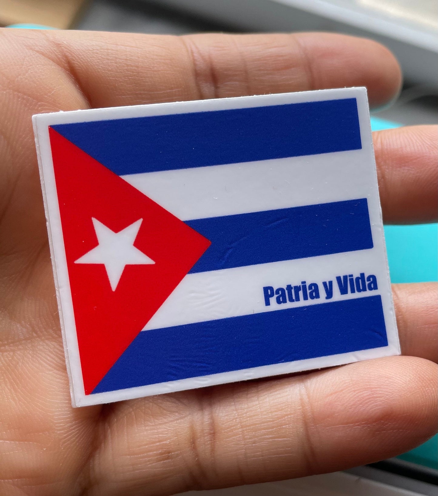Patria y Vida Flag (blue/red) Vinyl Sticker