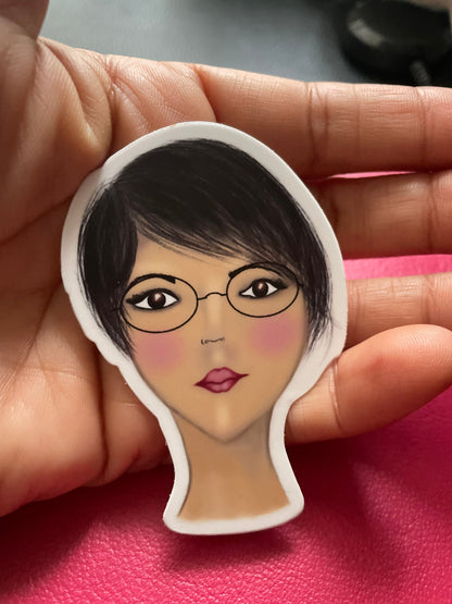 Short haired girl with glasses Vinyl Sticker