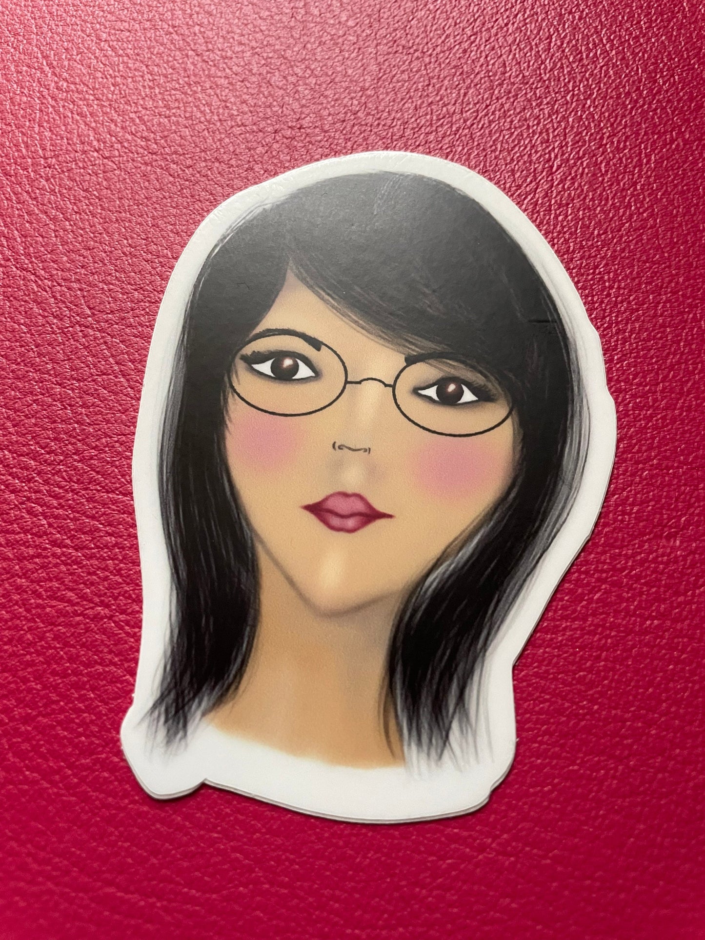 Long haired girl with glasses Vinyl Sticker