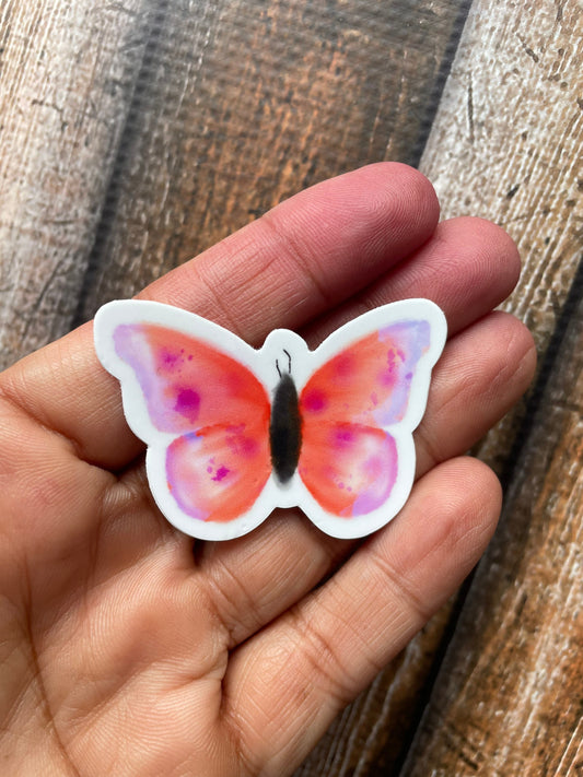 Watercolor Pink Butterfly Vinyl Sticker