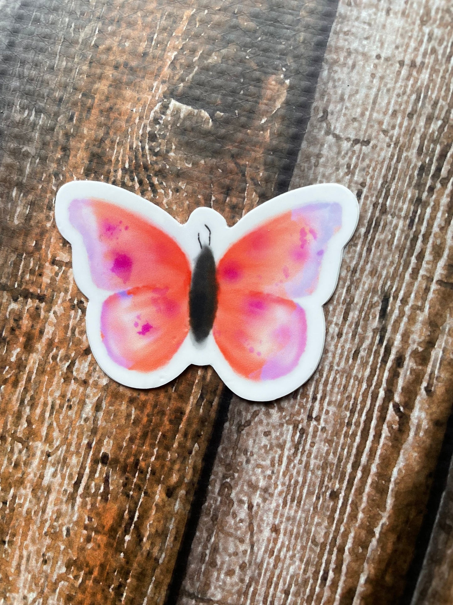 Watercolor Pink Butterfly Vinyl Sticker