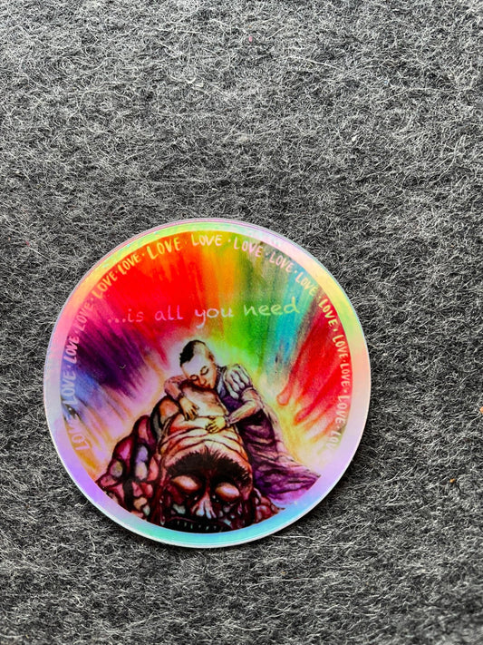 Love….is all you need holographic vinyl sticker
