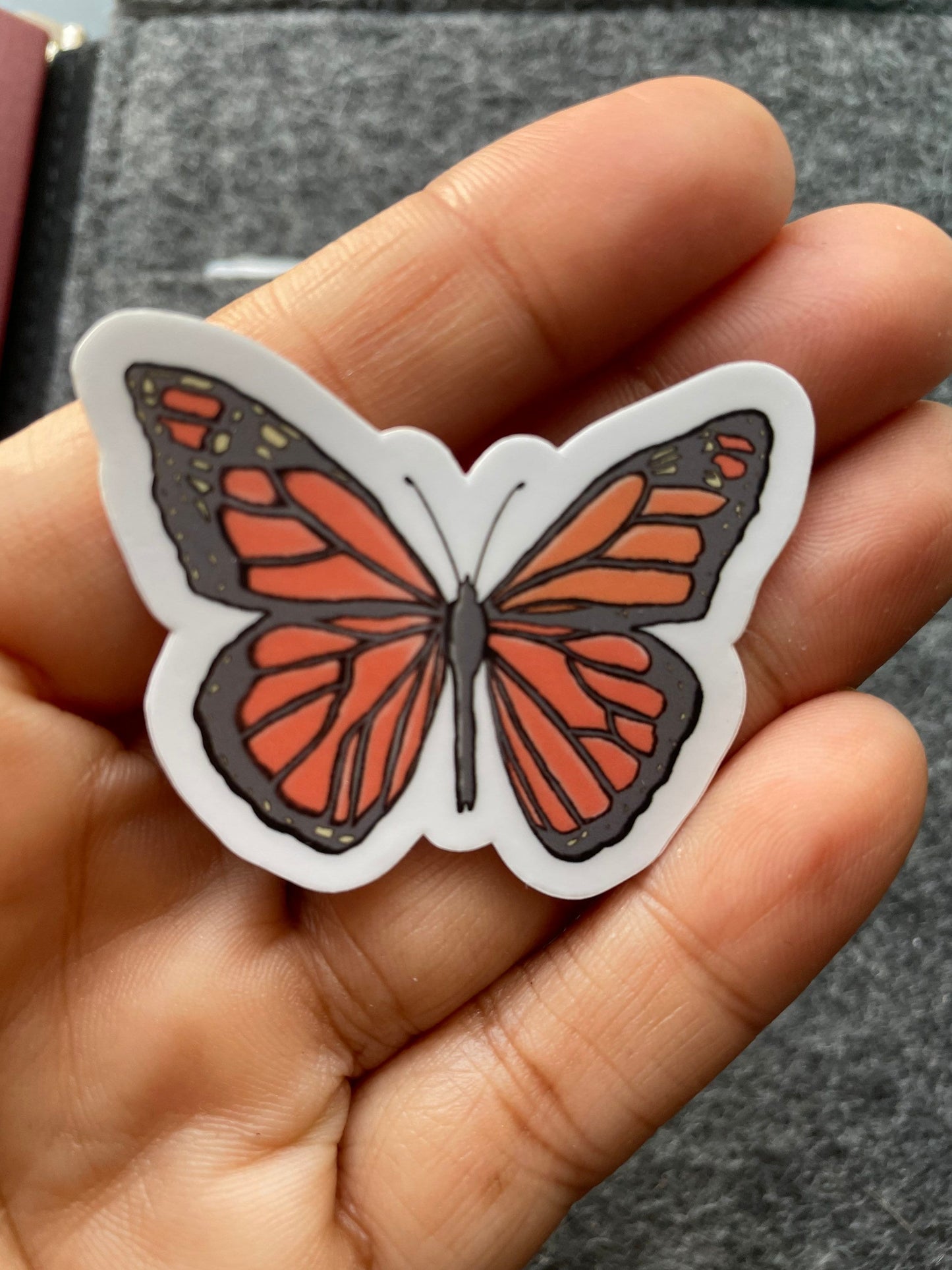 Orange Butterfly Lined Vinyl Sticker