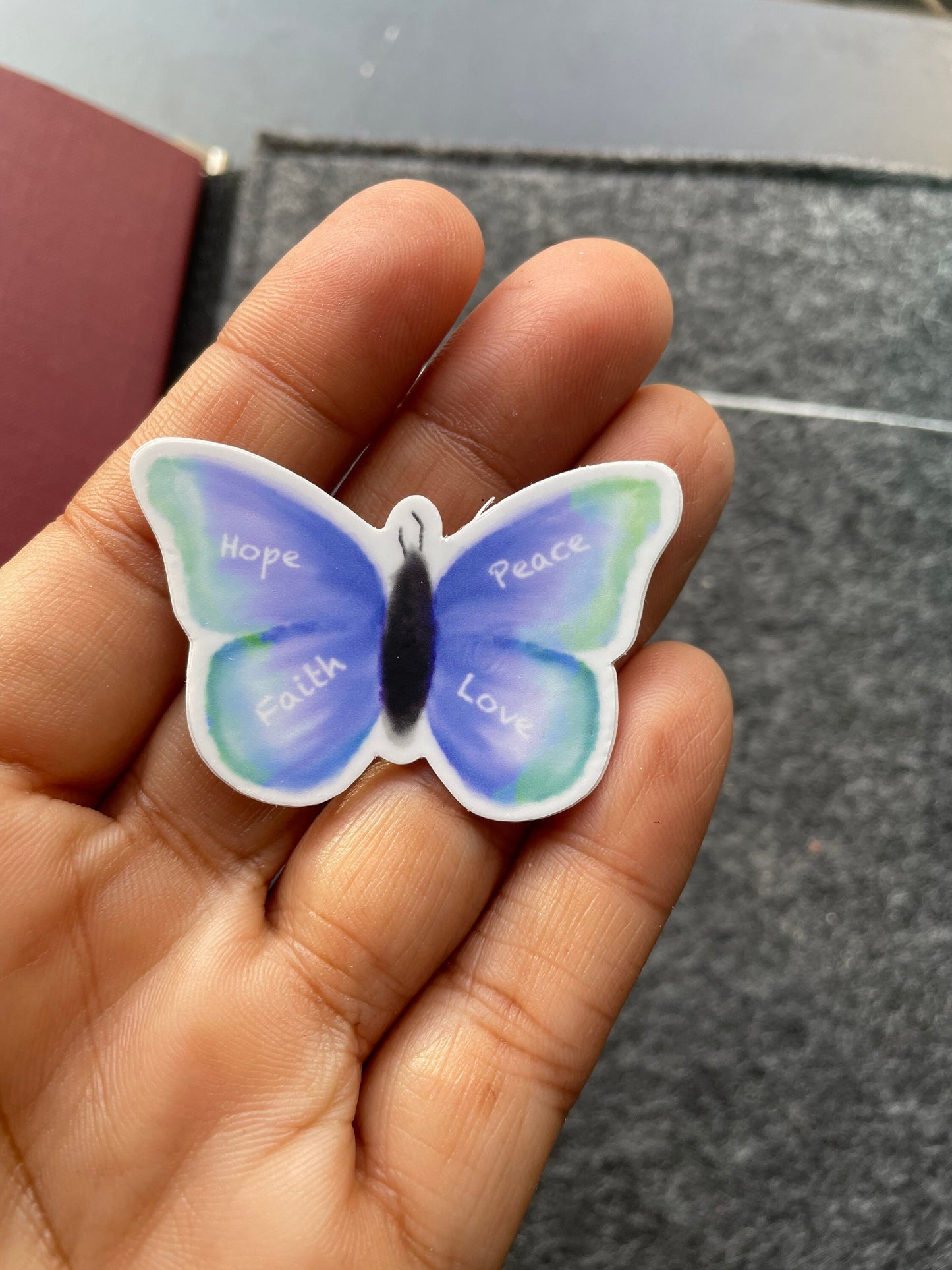 Hope Blue Butterfly Vinyl Sticker