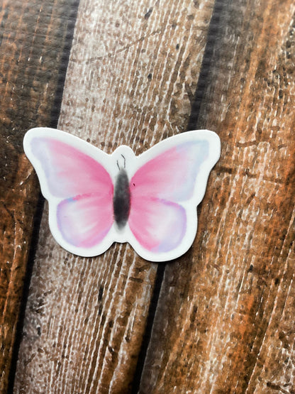 Pink Butterfly Vinyl Sticker
