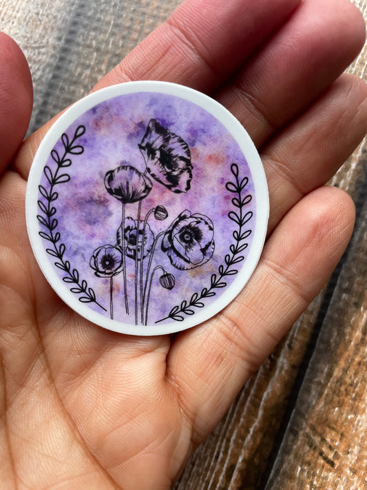 Moon Flowers Vinyl Sticker