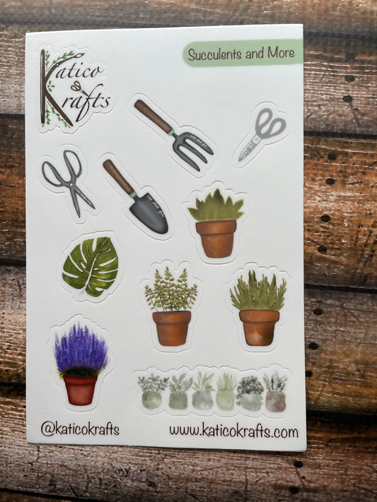 Succulents and More Vinyl Sticker Sheet