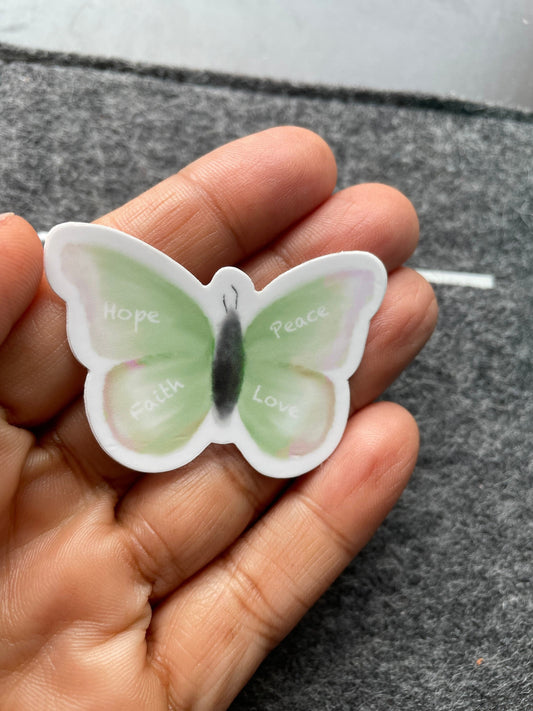 Hope Green Butterfly Vinyl Sticker