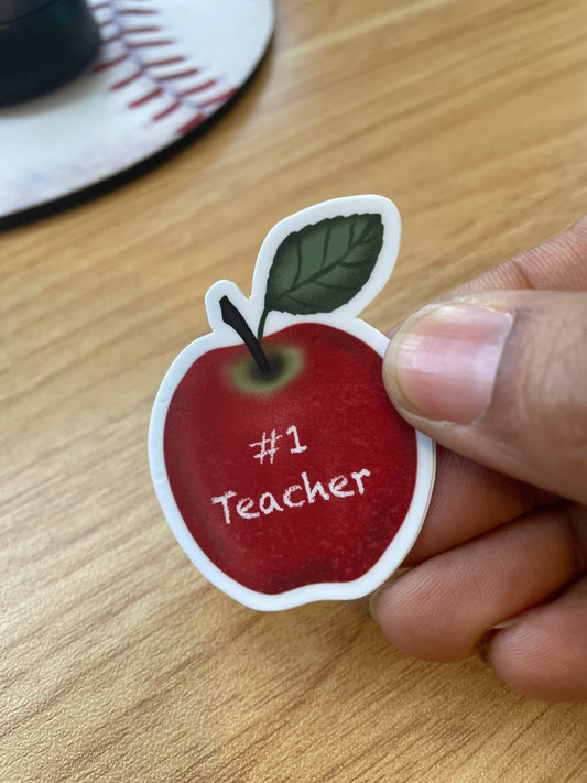 Number One Teacher Apple Vinyl Sticker