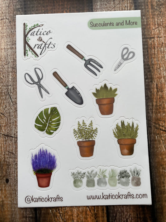 Succulents and More Vinyl Sticker Sheet