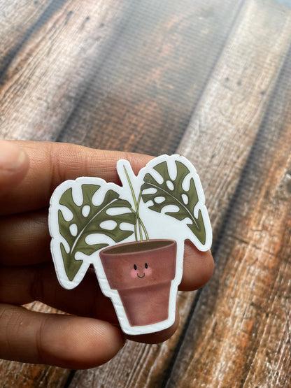 Smiling Potted Plant Vinyl Sticker