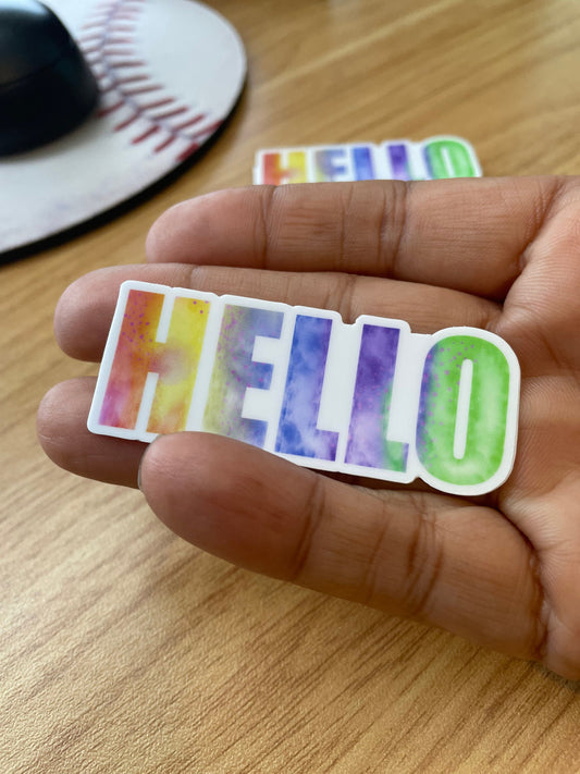 Hello Watercolor Vinyl Sticker