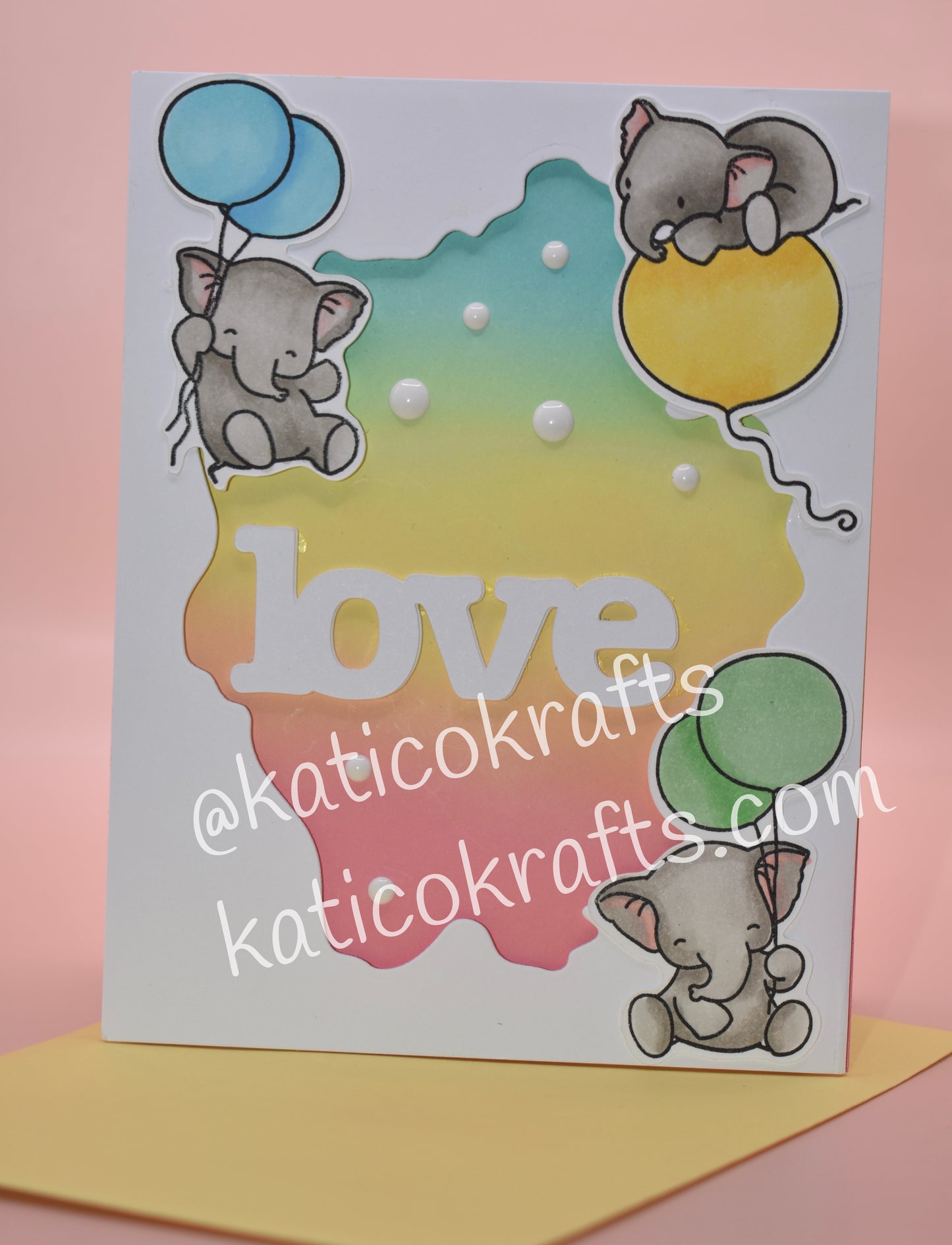 Love Balloon Elephant Card